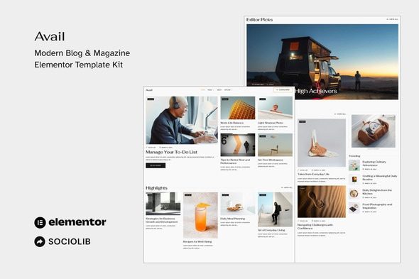 Avail – Modern Blog & Magazine Elementor Template Kit