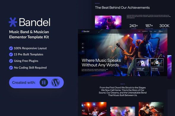 Bandel – Music Band & Musician Elementor Template Kit
