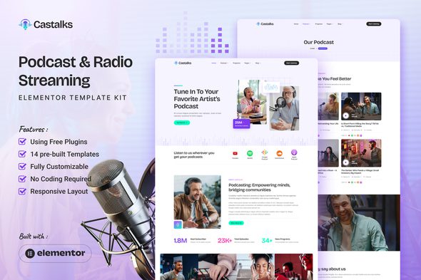 Castalks – Podcast & Radio Streaming Elementor Template Kit