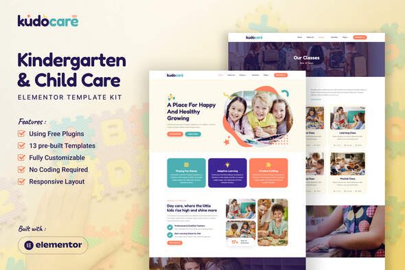 Kudocare – Kindergarten & Child Care Elementor Template Kit