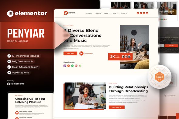 Penyiar – Radio & Podcast Elementor Template Kit