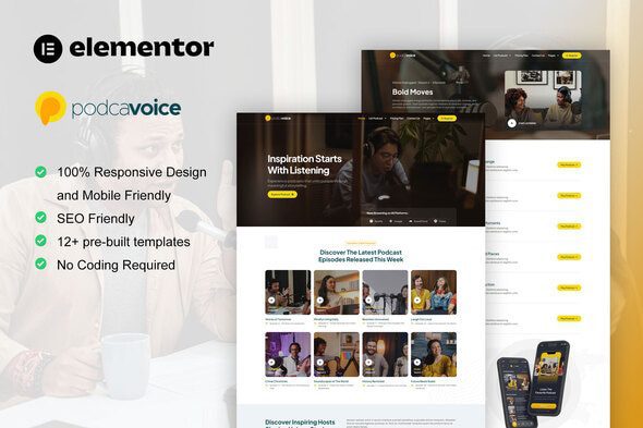 PodcaVoice – Podcaster & Streaming Elementor Template Kit