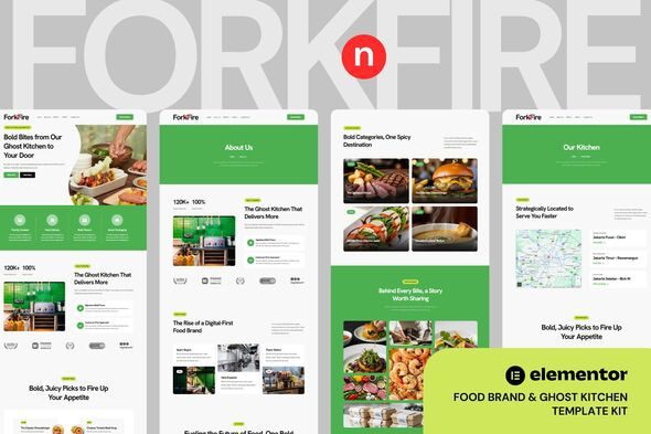 ForknFire – Food Brand & Ghost Kitchen Elementor Template Kit
