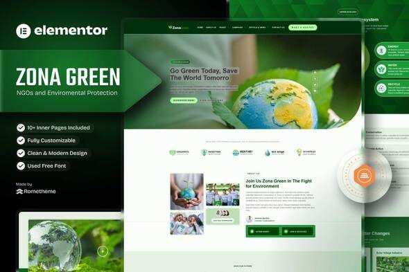 Zona Green – NGOs Environmental Protection Elementor Template Kit