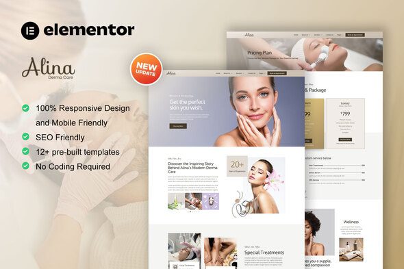 Alina – Skin Care & Dermatology Elementor Pro Template Kit