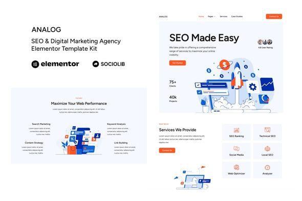 Analog – SEO & Digital Marketing Agency Elementor Template Kit