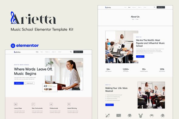 Arietta – Music School Elementor Template Kit