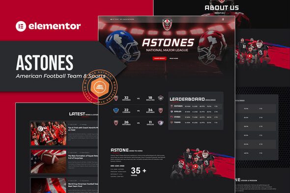 Astones – American Football Team & Sports Elementor Template Kit