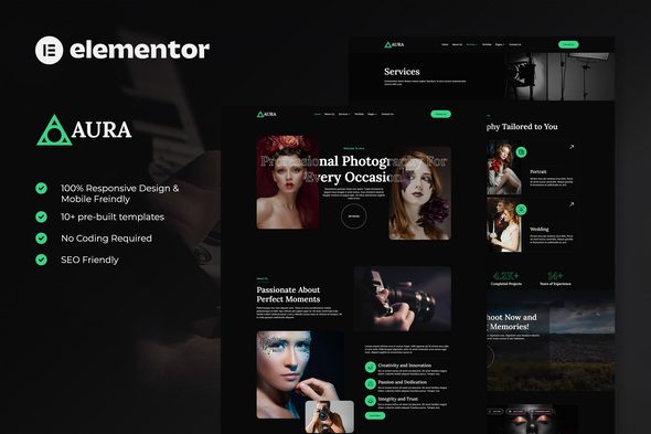 Aura – Photography & Portfolio Elementor Template Kit