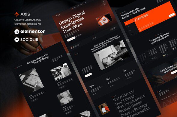 Axis – Creative Digital Agency & Portfolio Elementor Template Kit
