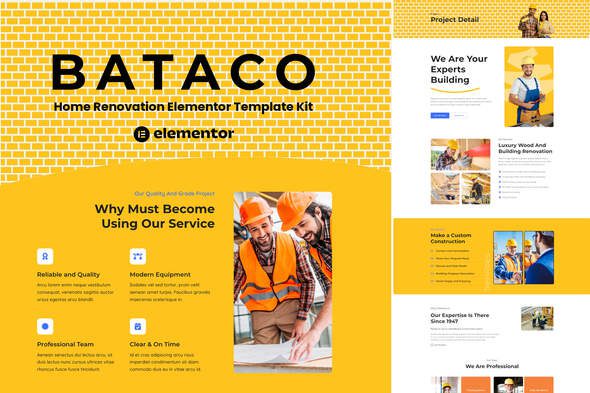 Bataco – Home Renovation & Construction Elementor Template Kit