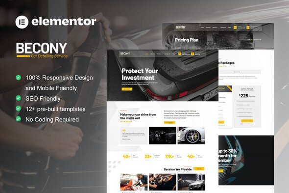 Becony – Car Detailing Services & Car Repair Elementor Template Kit