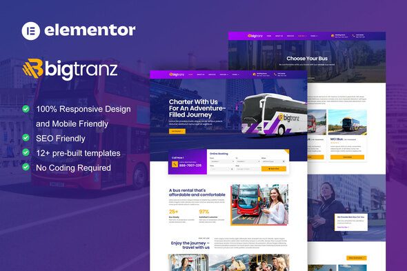 BigTranz – Bus Charter Service & Rental Elementor Template Kit