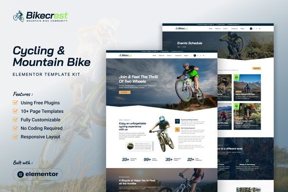 Bikecrest – Cycling & Mountain Bike Elementor Template Kit