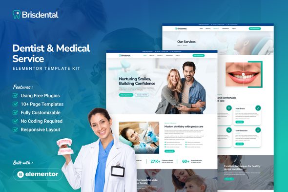Brisdental – Dentist & Medical Service Elementor Template Kit