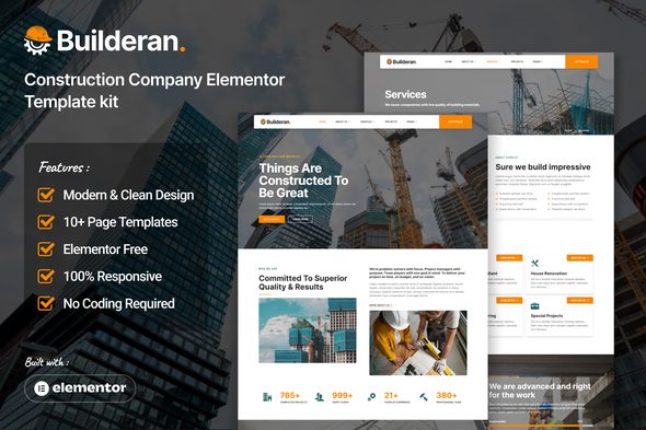 Builderan – Construction Company Elementor Template kit