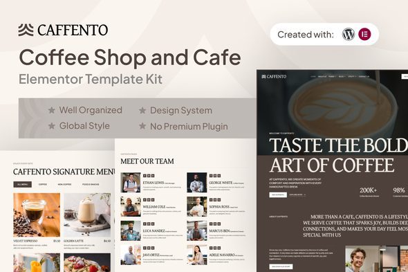 Caffento – Coffee Shop and Cafe Elementor Template Kit