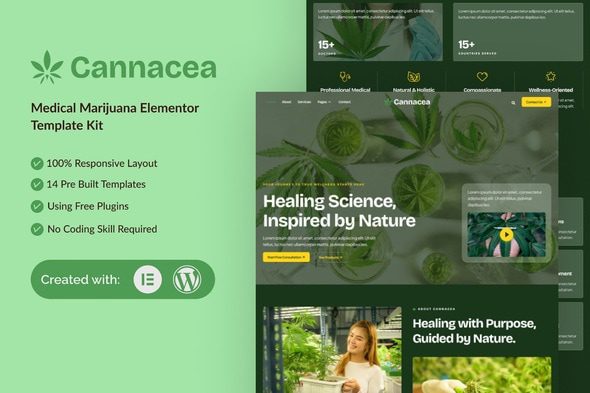 Cannacea – Medical Marijuana Elementor Template Kit