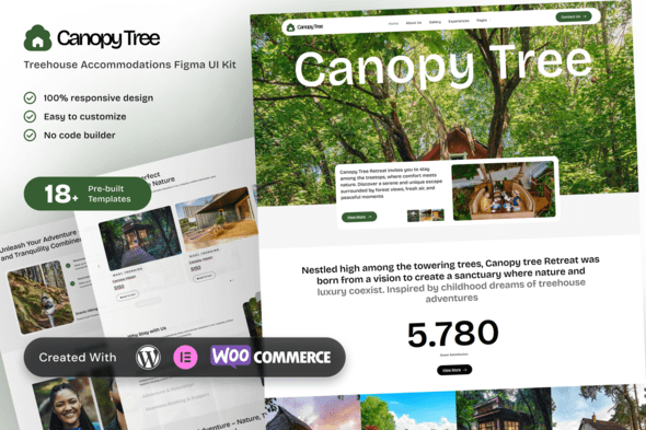 CanopyTree – Treehouse Accommodations Elementor Template Kit for Nature Retreats and Eco Stays