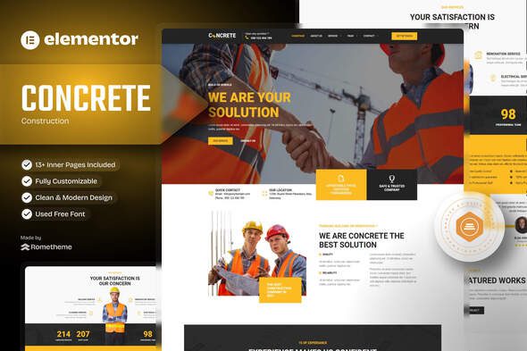 Concrete – Construction Elementor Template Kit