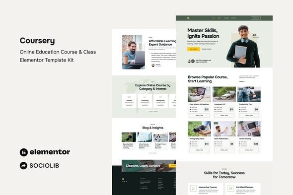 Coursery – Online Education Course & Class Elementor Template Kit