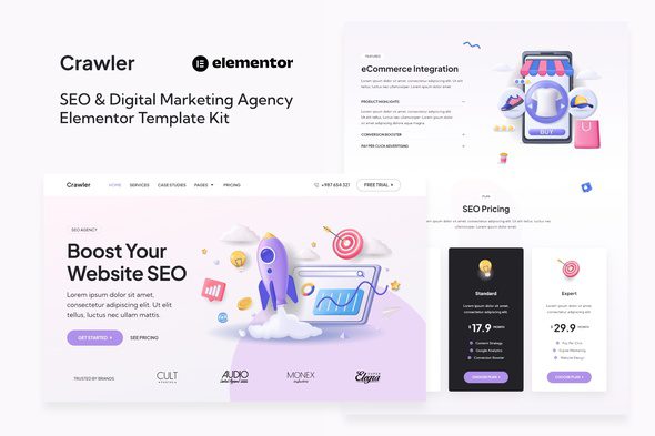 Crawler – SEO & Digital Marketing Agency Elementor Template Kit
