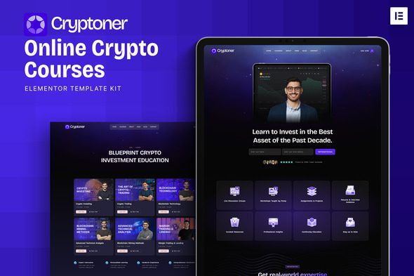 Cryptoner – Online Crypto Courses Elementor Template Kit