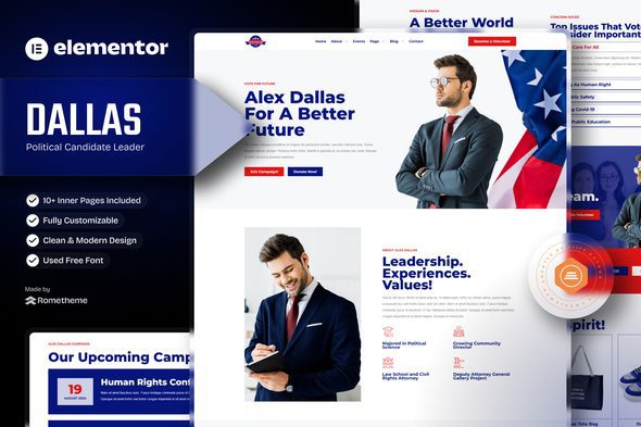 Dallas – Political Candidate Leader Elementor Teamplate Kit