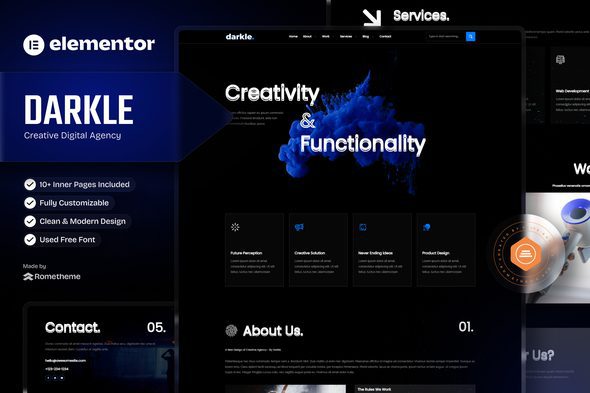 Darkle – Creative & Digital Agency Elementor Template Kit