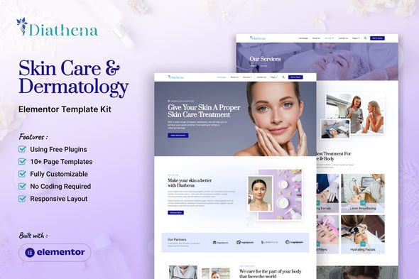 Diathena – Skin Care & Dermatology Elementor Template Kit