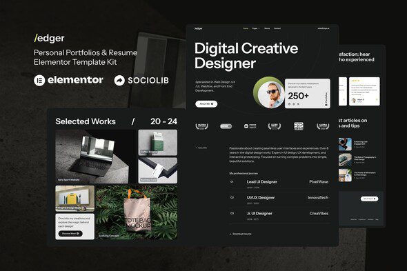 Edger – Personal Portfolios & Resume Elementor Template Kit