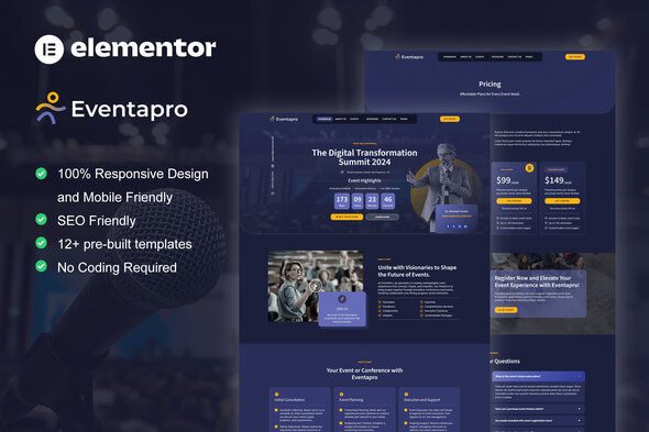 Eventapro – Event & Conference Elementor Pro Template Kit