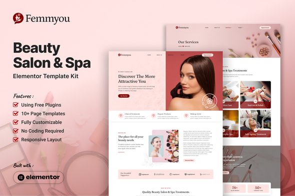 Femmyou – Beauty Salon & Spa Elementor Template Kit