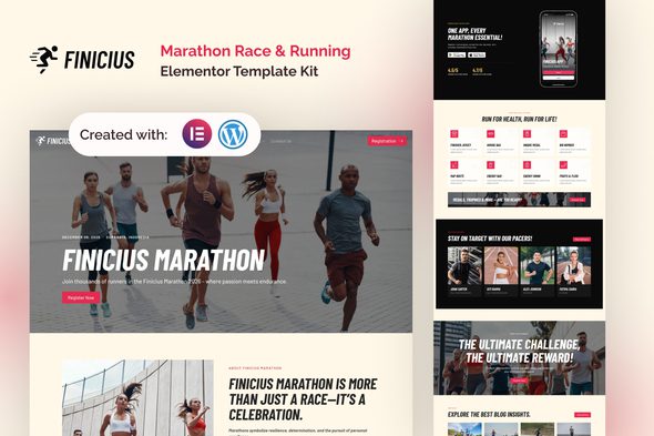 Finicius – Marathon Race & Running Elementor Template Kit