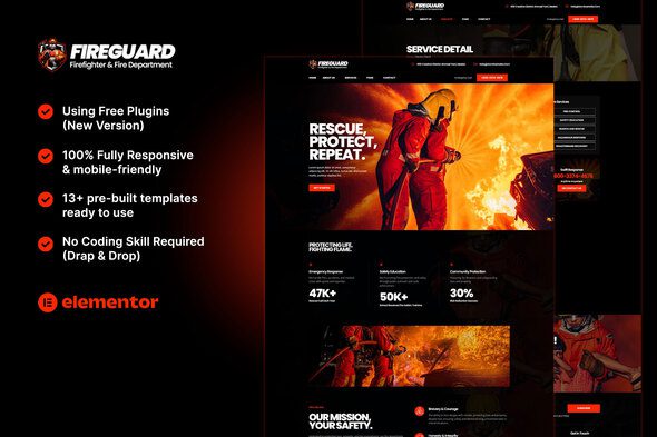 FireGuard – Firefighter & Fire Department Elementor Template Kit