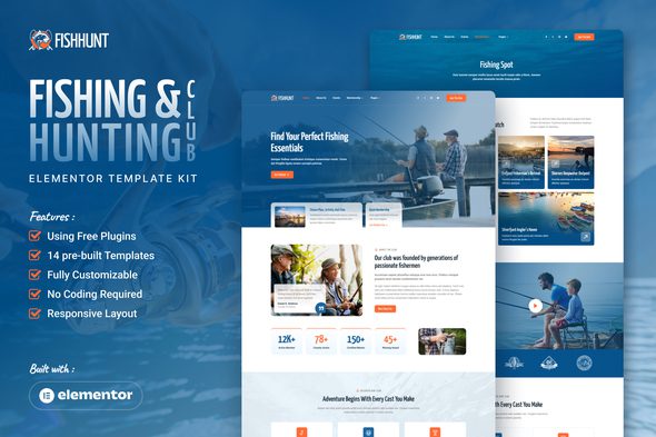 Fishhunt – Fishing & Hunting Club Elementor Template Kit