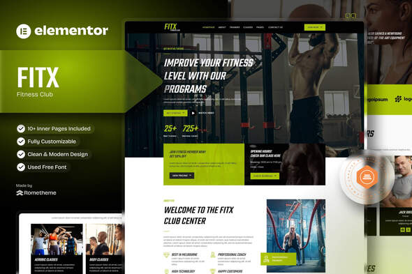 Fitx – Fitness & Gym Elementor Template Kit