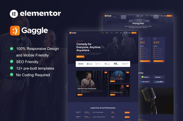Gaggle – Comedian & Entertainment Show Elementor Pro Template Kit