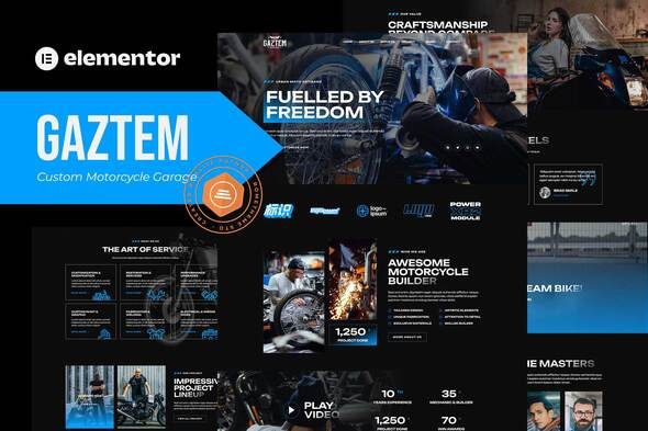 Gaztem – Custom Motorcycle Garage Elementor Template Kit