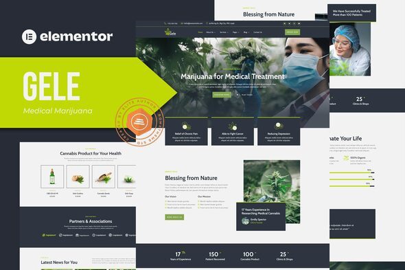 Gele – Medical Marijuana & Medicine Elementor Template Kit