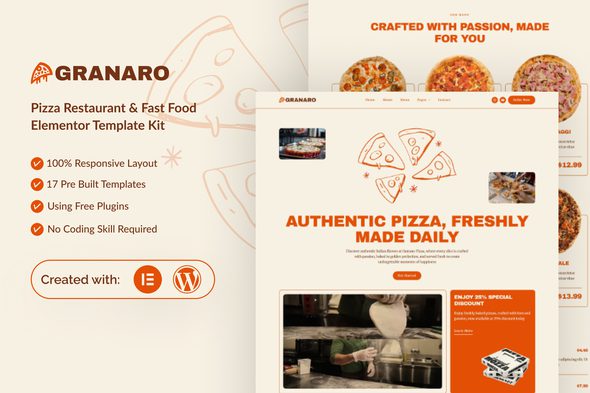 Granaro – Pizza Restaurant & Fast Food Elementor Template Kit