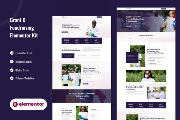 Grant & Fundraising – Elementor Template Kit