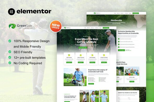 Greenside – Golf Club & Academy Elementor Template Kit