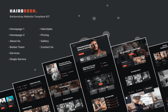 Hairbrosh – Barbershop & Hair Salon Elementor Template Kit
