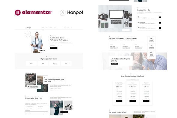 Hanpot – Personal Photographer & Portfolio Showcase Elementor Template Kit