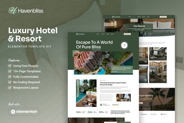 Havenbliss – Luxury Hotel & Resort Elementor Template Kit