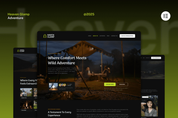 Haven Glamp – Dark Luxury Adventure Elementor Template Kit