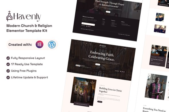Havenly – Modern Church & Religion Elementor Template Kit
