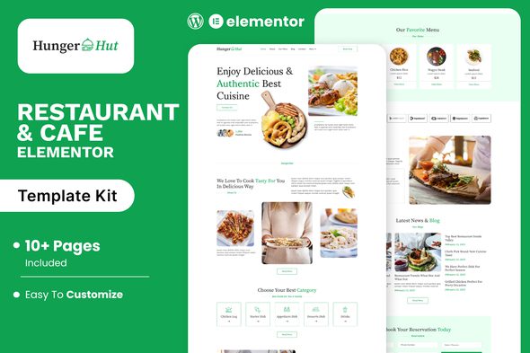 HungerHut – Restaurant & Cafe Elementor Template Kit