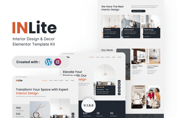 Inlite – Interior Design & Decor Elementor Template Kit